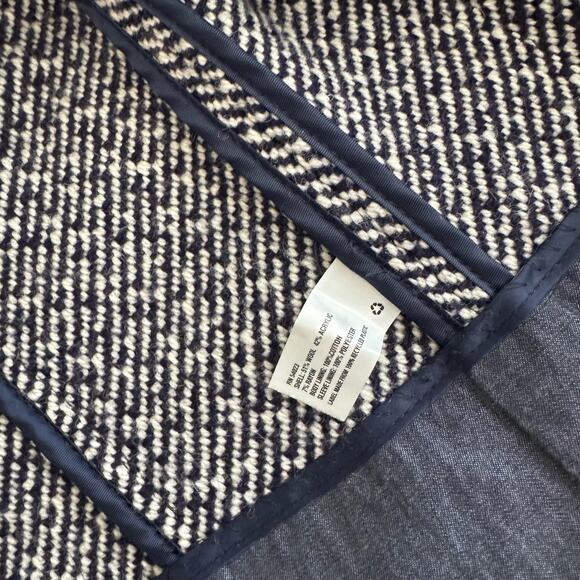 GAP Womens Navy Wool Twill Moto Jacket Asymmetric Cropped Zip Coat Size Medium - Picture 5 of 6